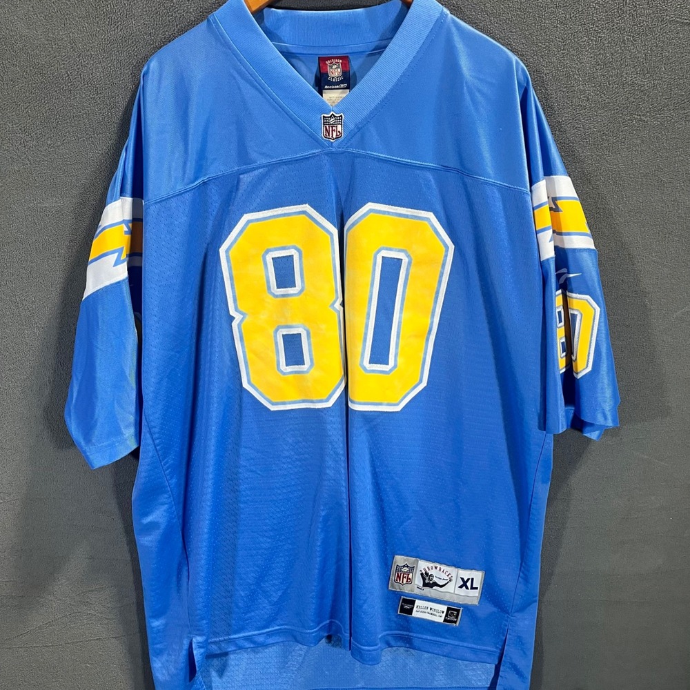 Reebok NFL San Diego Chargers Kellen Winslow 80 Throwback Jersey Blue Mens XL